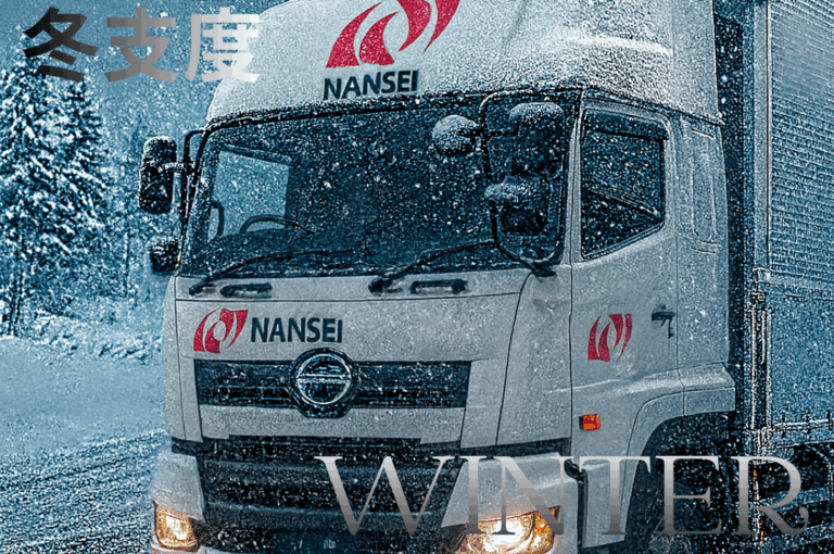 寒さに負けず頑張るトラックドライバー！